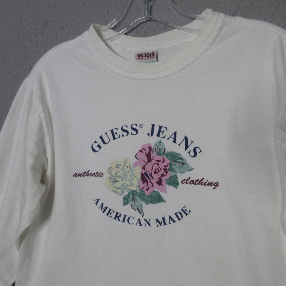 Vintage Guess Jeans T-Shirt 90s Y2K Floral Graphic Cotton USA Streetwear Cottage
